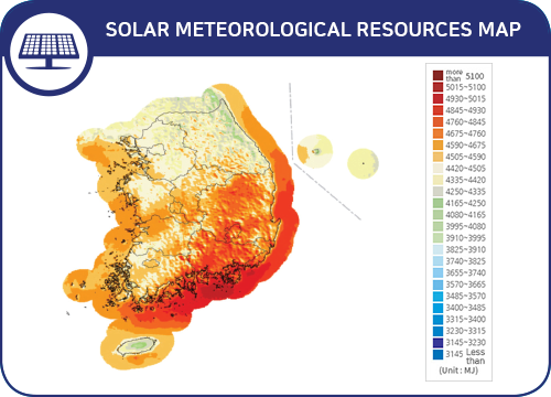 Solar power meteorological resources map image