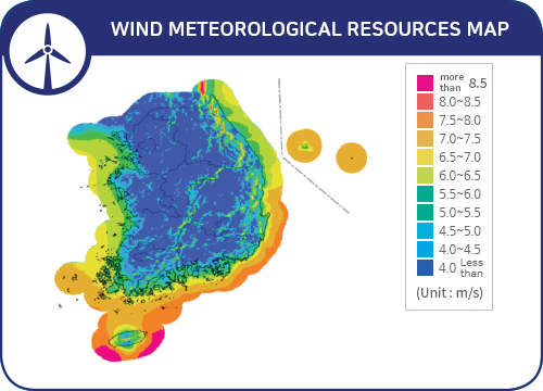 Wind power meteorological resource map image
